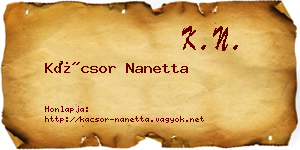 Kácsor Nanetta névjegykártya